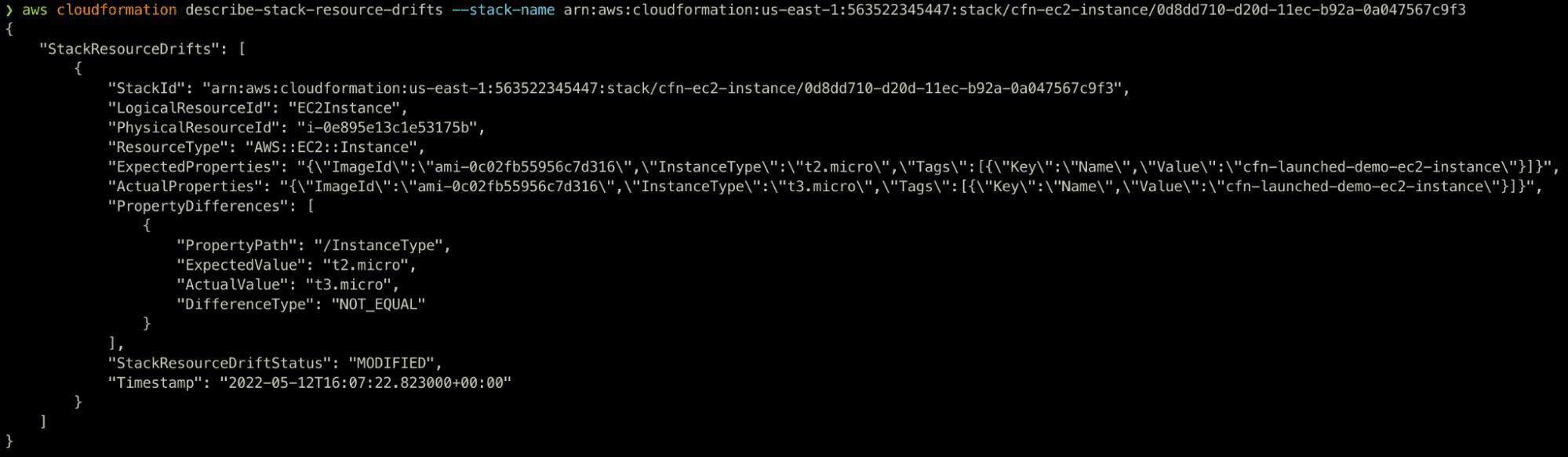 describe-stack-resource-drifts