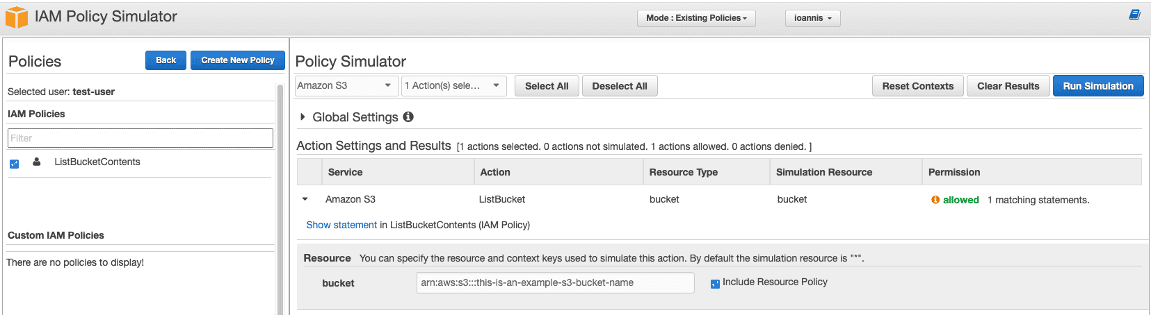 AWS Policy Simulator