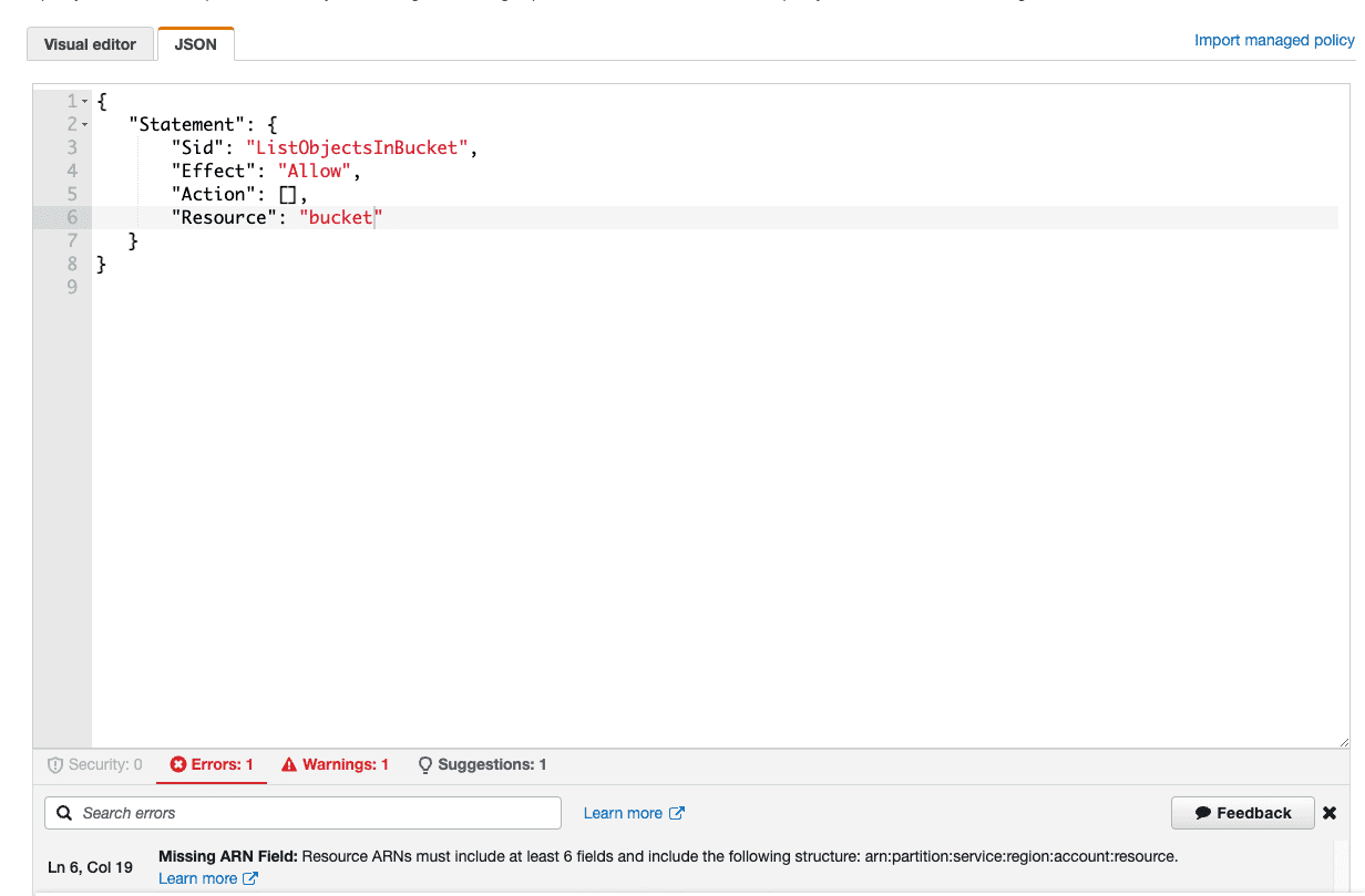 Malformed policy example