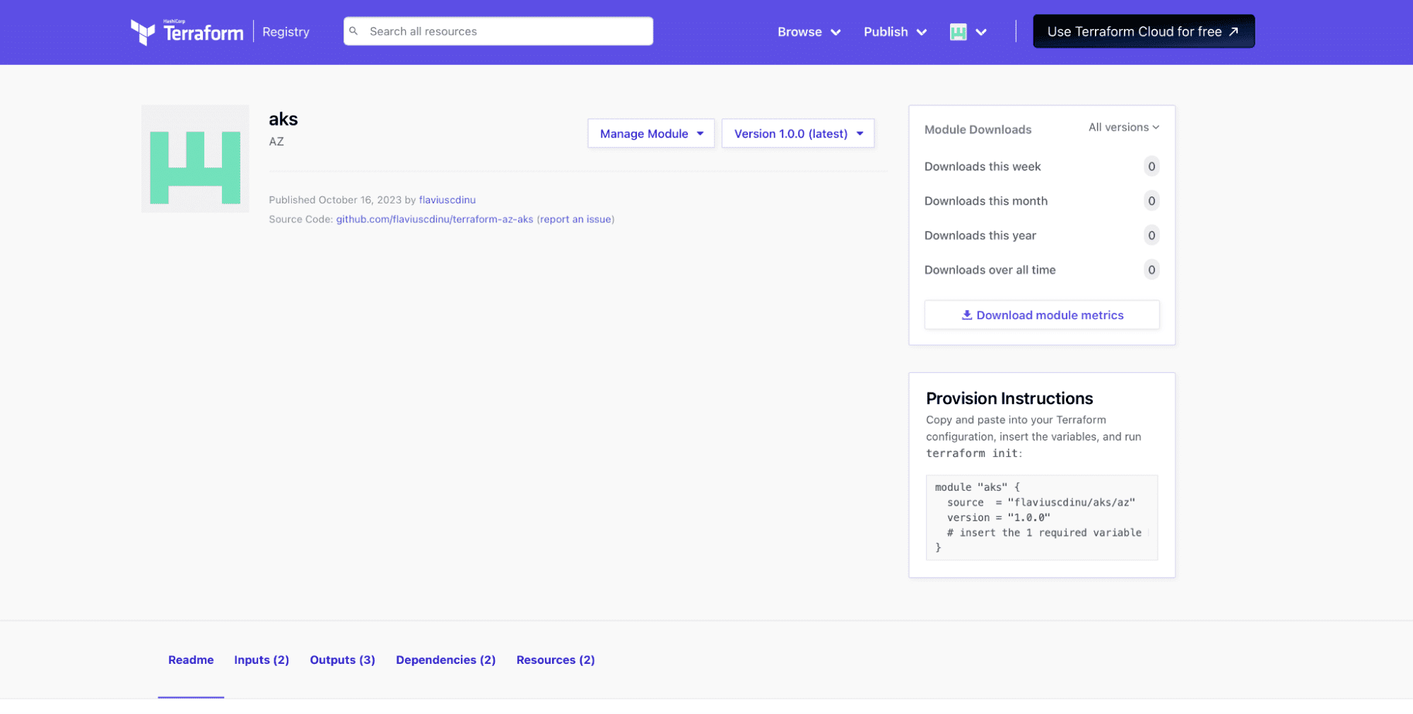 terraform registry published