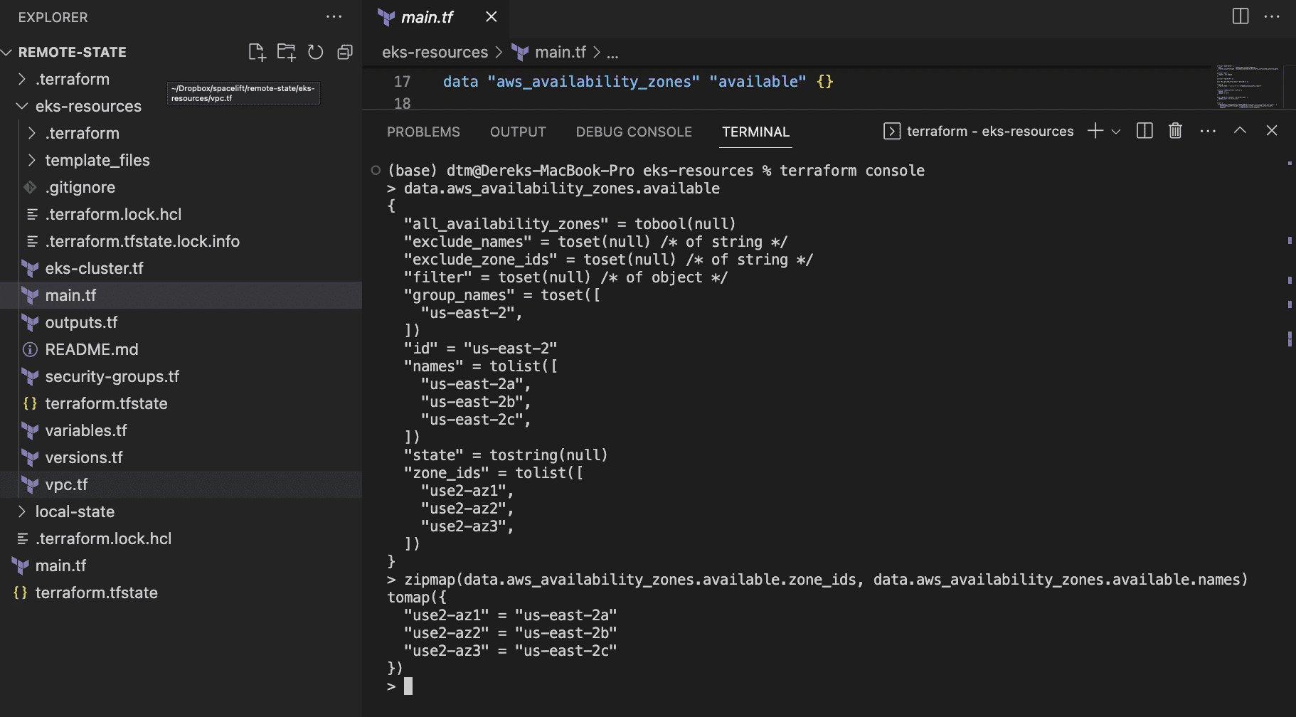 terraform console