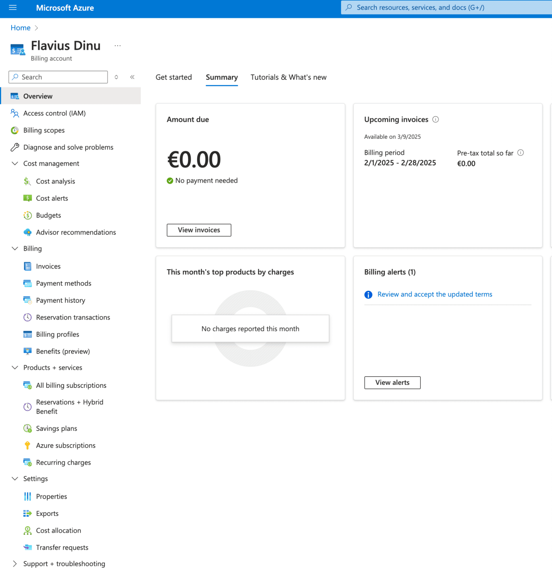 azure cost management details