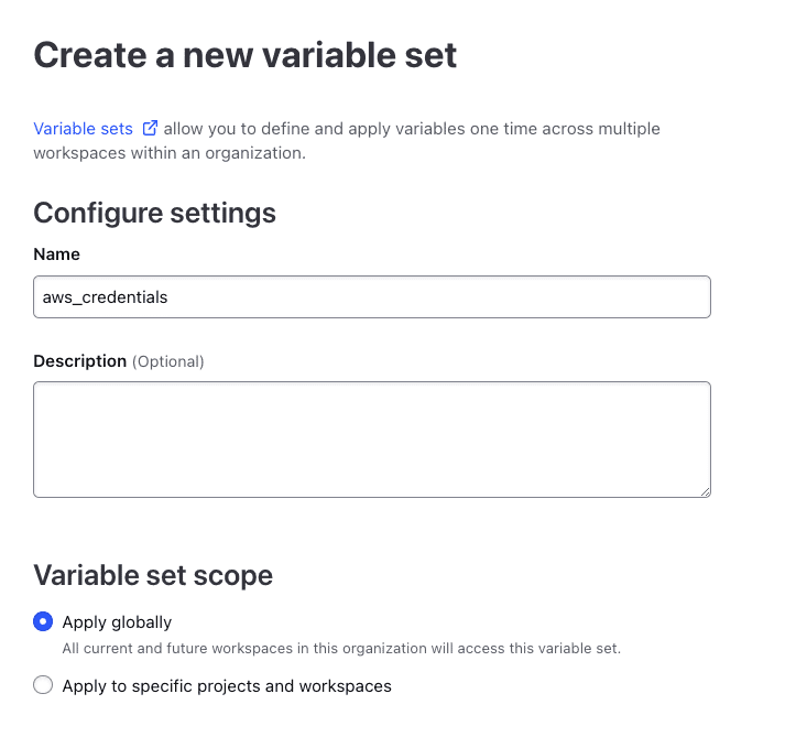 tfc variable set