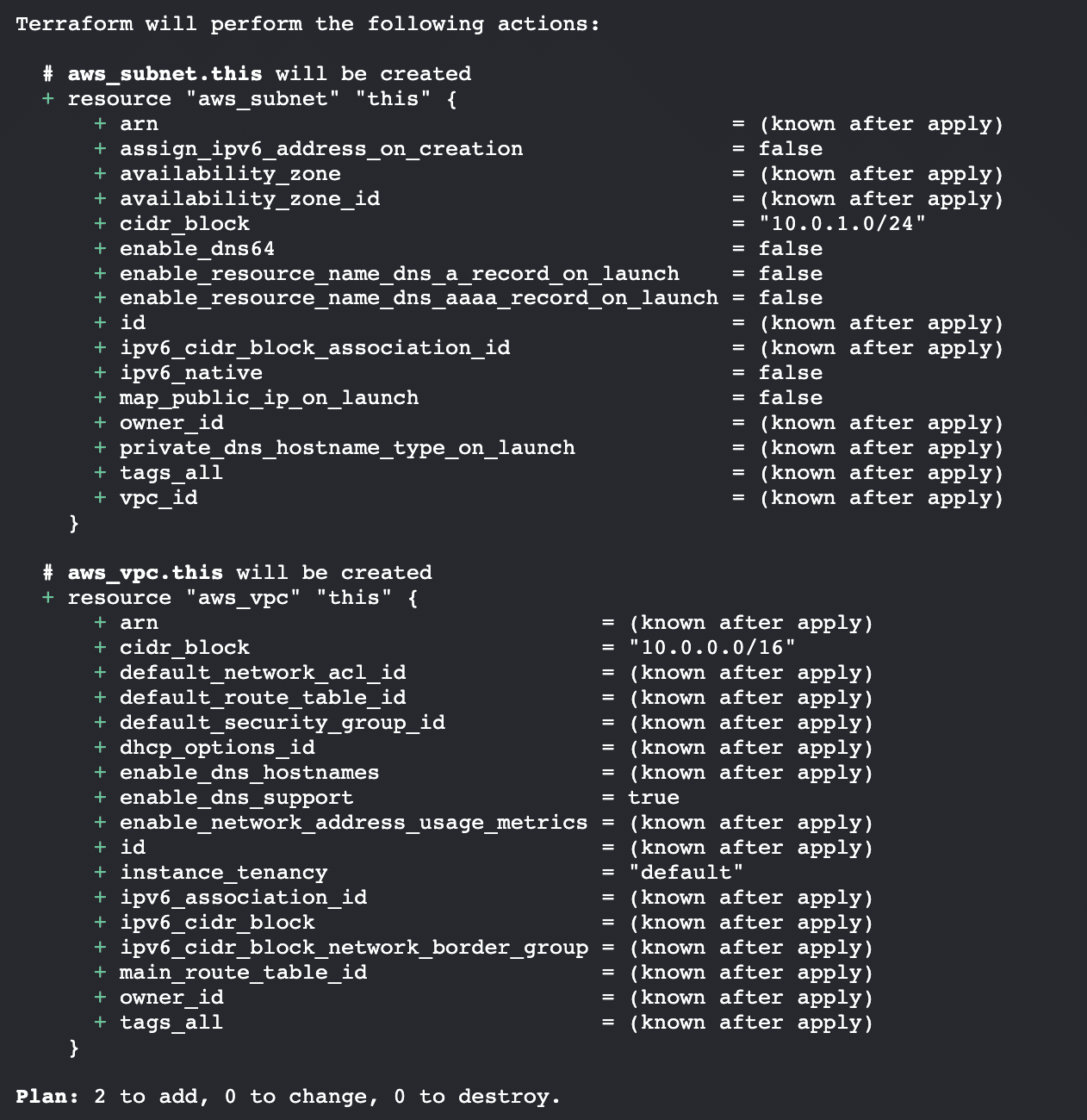 vault example output