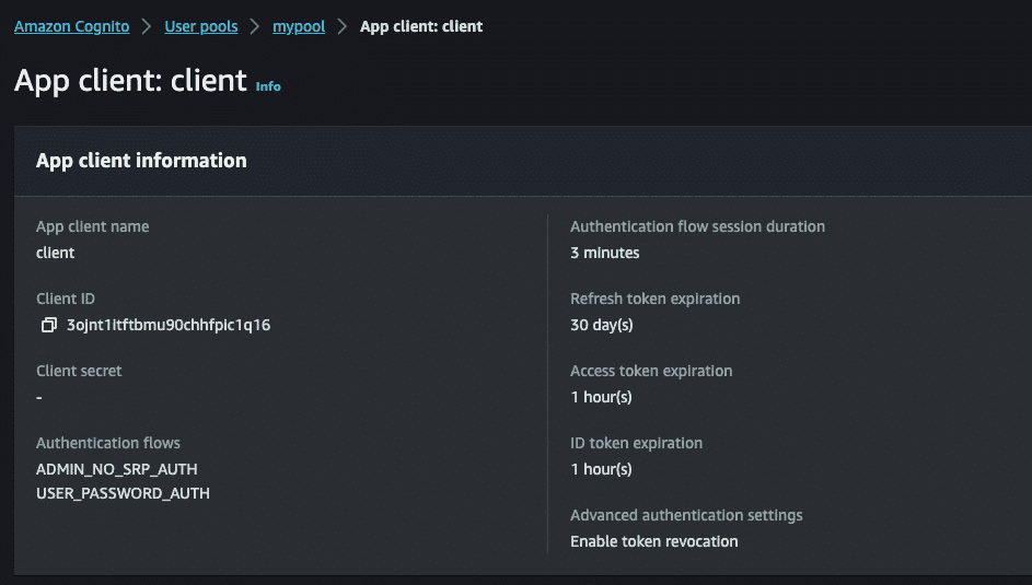 terraform cognito client pool