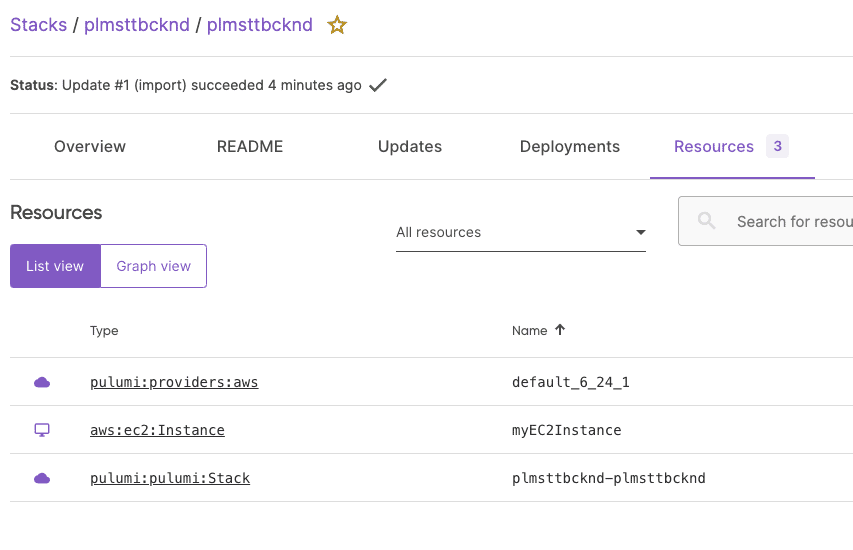 pulumi cloud backend stacks