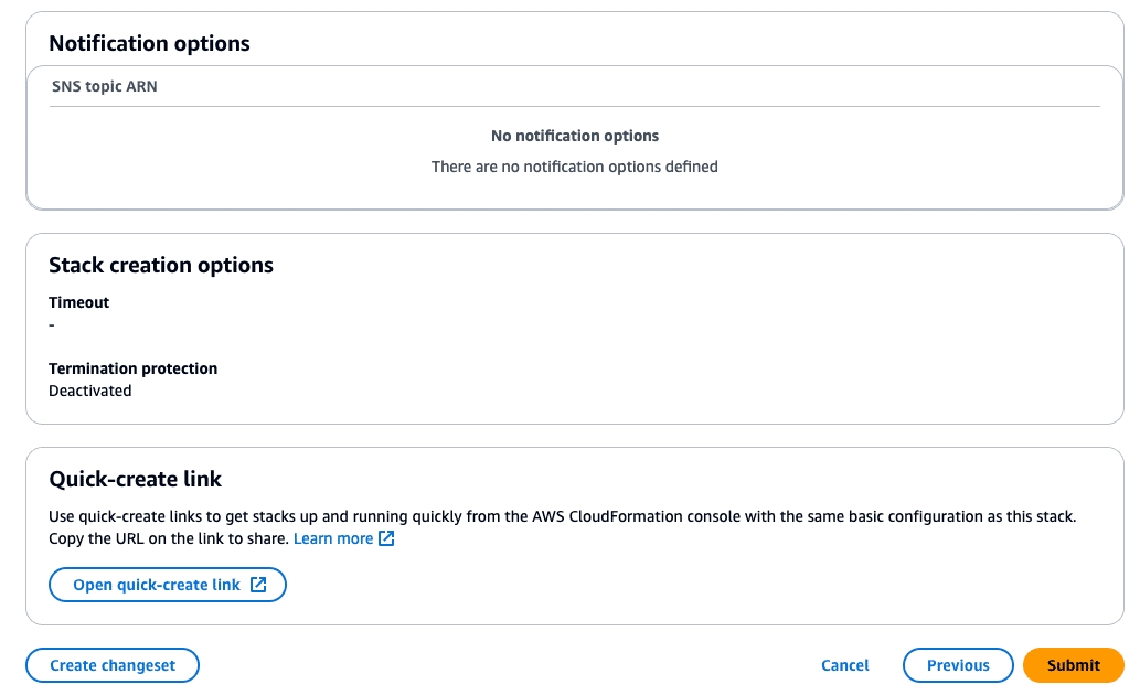 cloudformation template options