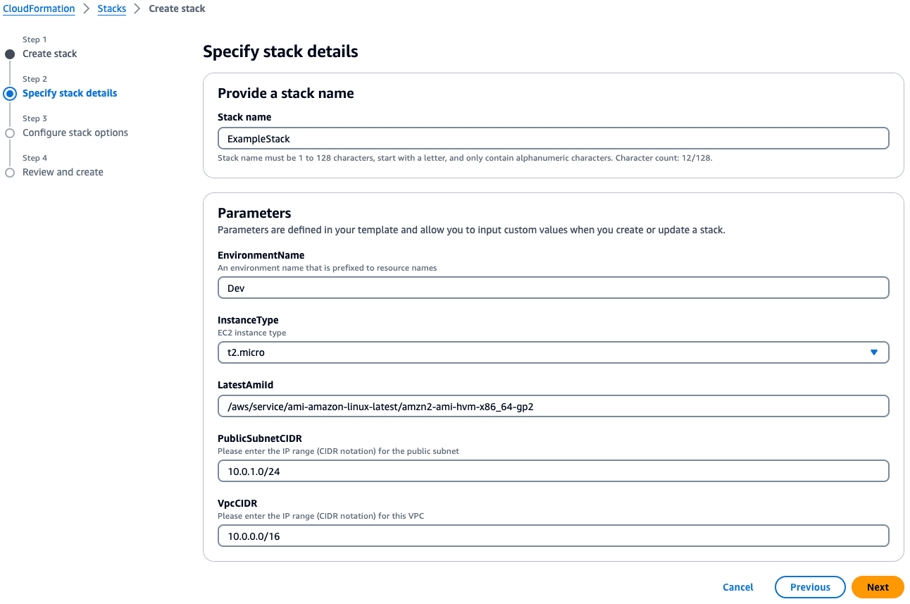sample cloudformation template