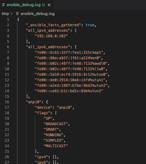 ansible debug logs
