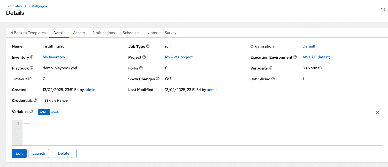 ansible awx templates details