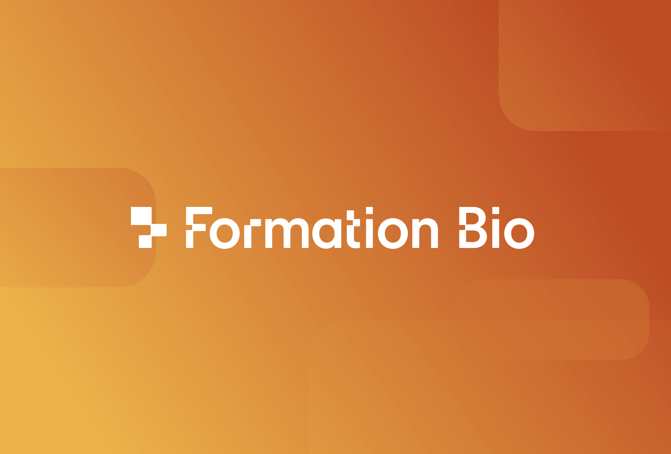 Formation Bio logo on a dark orange background