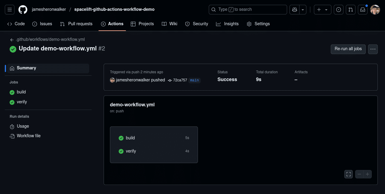 github actions build and verify